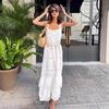 Bohemian Casual Lace Suspender Dress Women's Spring Vacation Style White Pendulum A-shaped Dress Women's Clothing