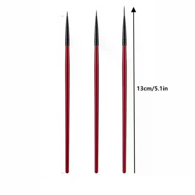 3pcs/set Nail Art Liner Brushes - Professional Thin Detail Fine Drawing Brushes for UV Gel Polish Painting & Nail Design Tools