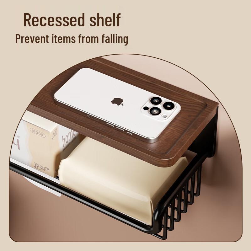 Yidashang Aluminum Bathroom Wall Shelf with Toilet Paper Holder