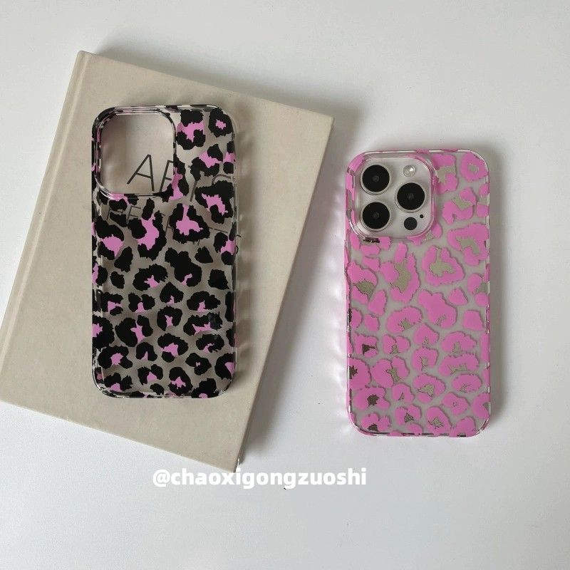 Fashion Leopard print Pink Purple Soft Phone Case For iPhone 17 15 14 12 13 11 16 Pro Max Air XR X XS 12 13 MINI Y2k Back Cover