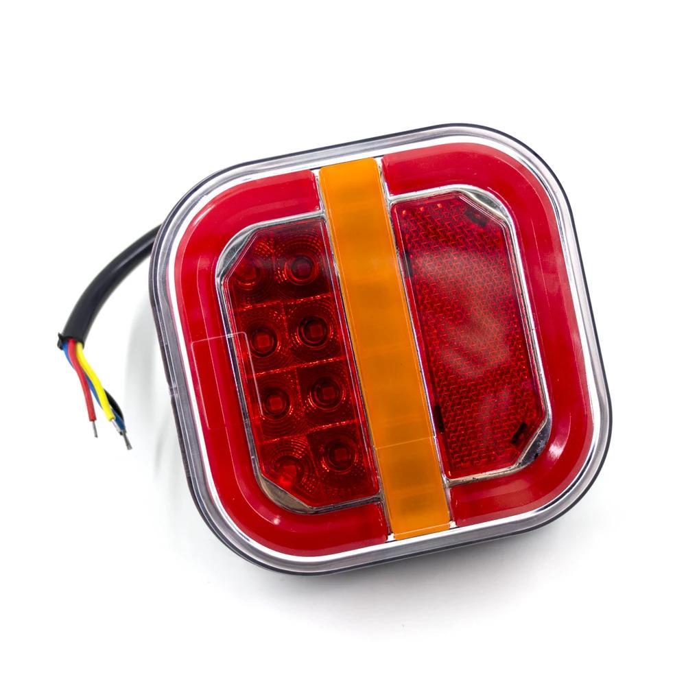 2pcs 12V 24V 4inch Square LED Tail Light Licesen Plate Taillight Turn Signal For Trailer Bus Pickup Rear Left Right Brake Lamp