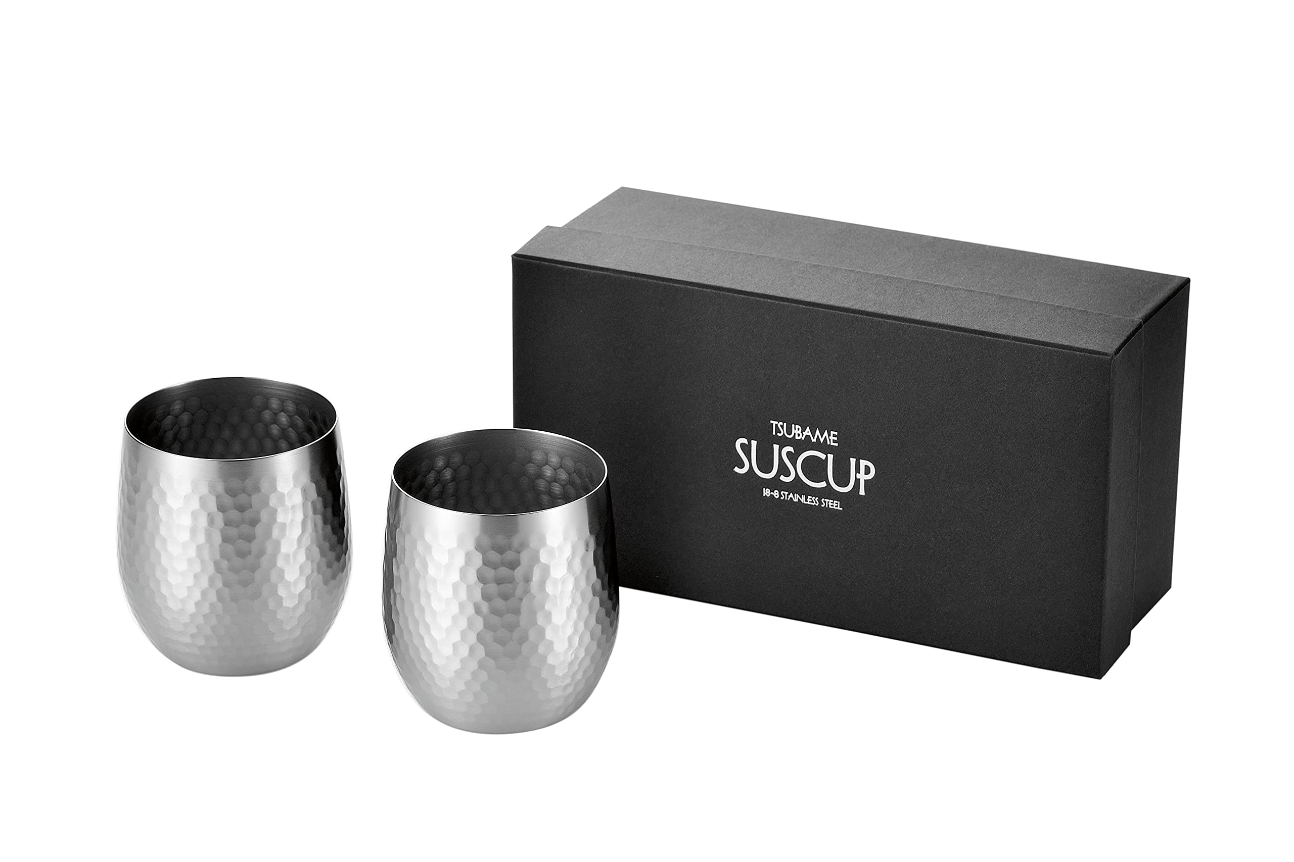 

Asahi TSUBAME SUSCUP Hammered Rock Cup, 340ml, Set of 2, Gift Packaging