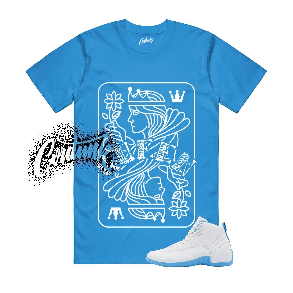 12 Melo White University Blue Emoji T Shirt Match Match QUEEN 130