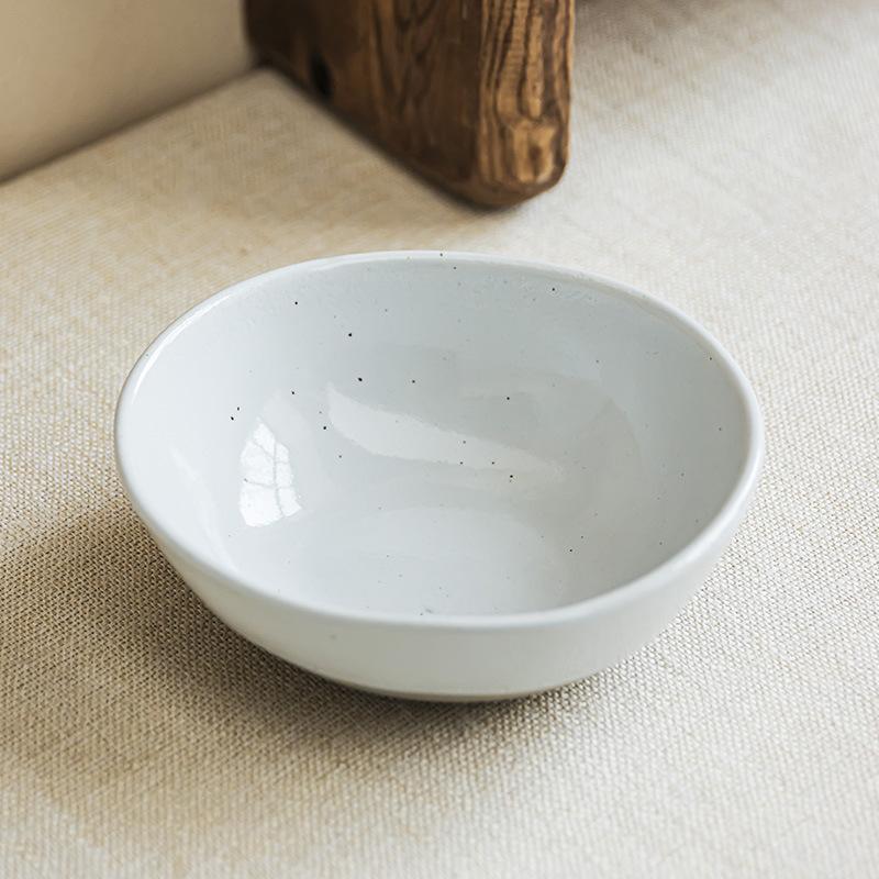 Minimalist Style Brown Bottom Ceramic Bowl Creative Oval Bowl Household Dish Bowl Noodle Bowl Salad Bowl Sesame Glaze Tableware Bowl