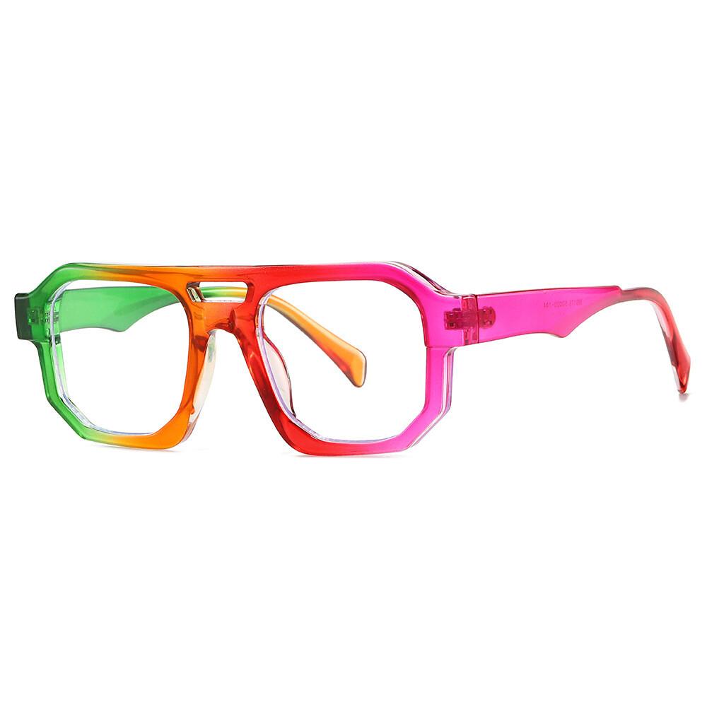 Dark Green Oversized Square Reading Glasses for Men Women Retro Double Bridges Fashionable Presbyopia Eyewear Blue Light Filter