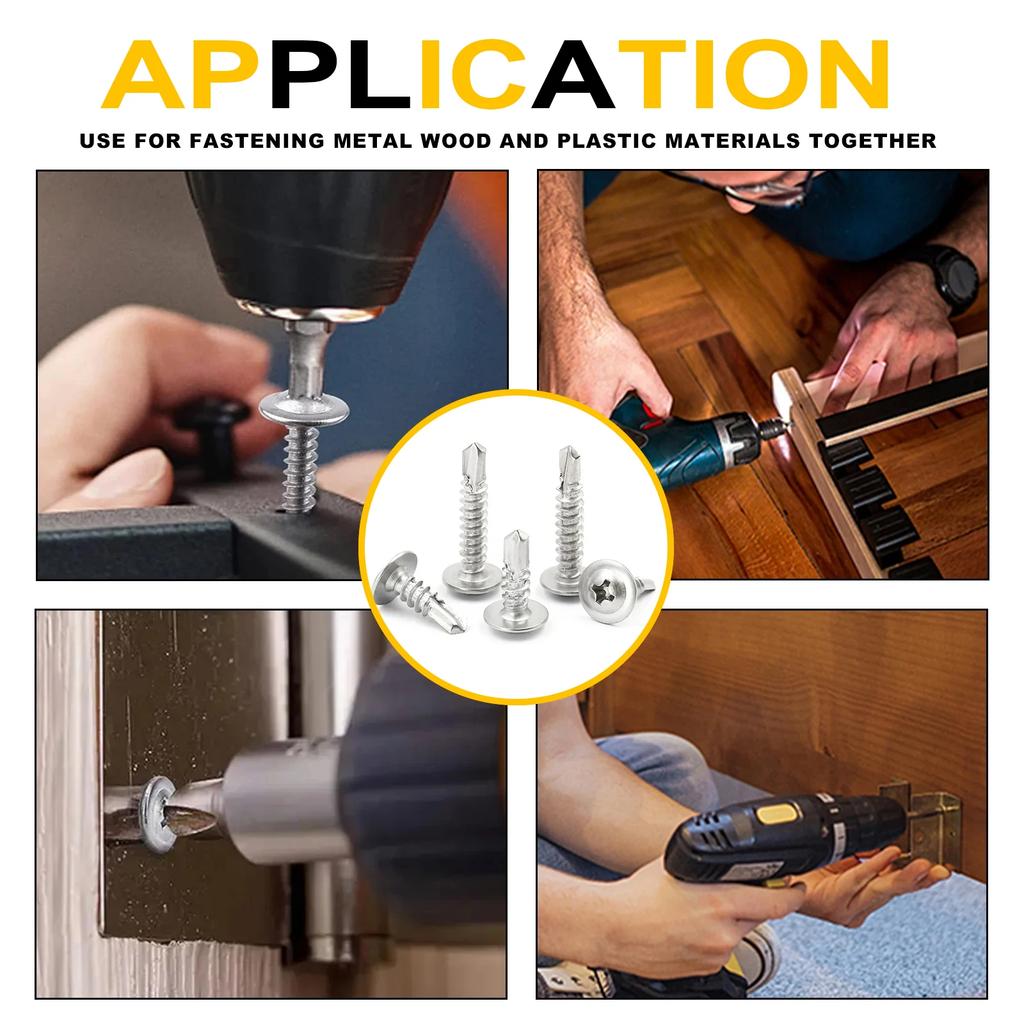 VKKM - M4.2 Self Drilling Screws, 60 Pieces of 410 Stainless Steel, Long Coverage, Platform Selection, Reliable Fastening.