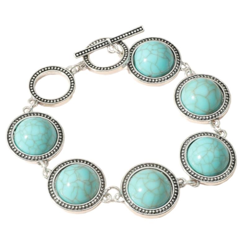 Модный женский богемный стиль, винтажный браслет из камней с прочными бусинами и регулируемым эластичным дизайном для ношения