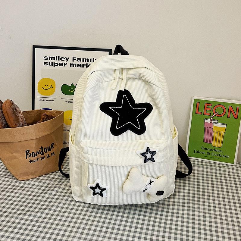 Schulrucksack große Kapazität Schulrucksack weiblich Oberstufe College-Student Koreanische Version Retro-Rucksack lässig vielseitig Mittelstufenschüler Star