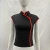 European and American Summer Retro Chinese Style Niche Buckle Women's Slim Fit Cheongsam Collar Top
