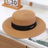 New French Flat Top Straw Hat Design Temperament Sunscreen Hat Summer Beach Hat for Summer Trips