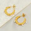 New 18k Stainless Steel Gold Earrings Pearl Temperament Trendy Round Earrings