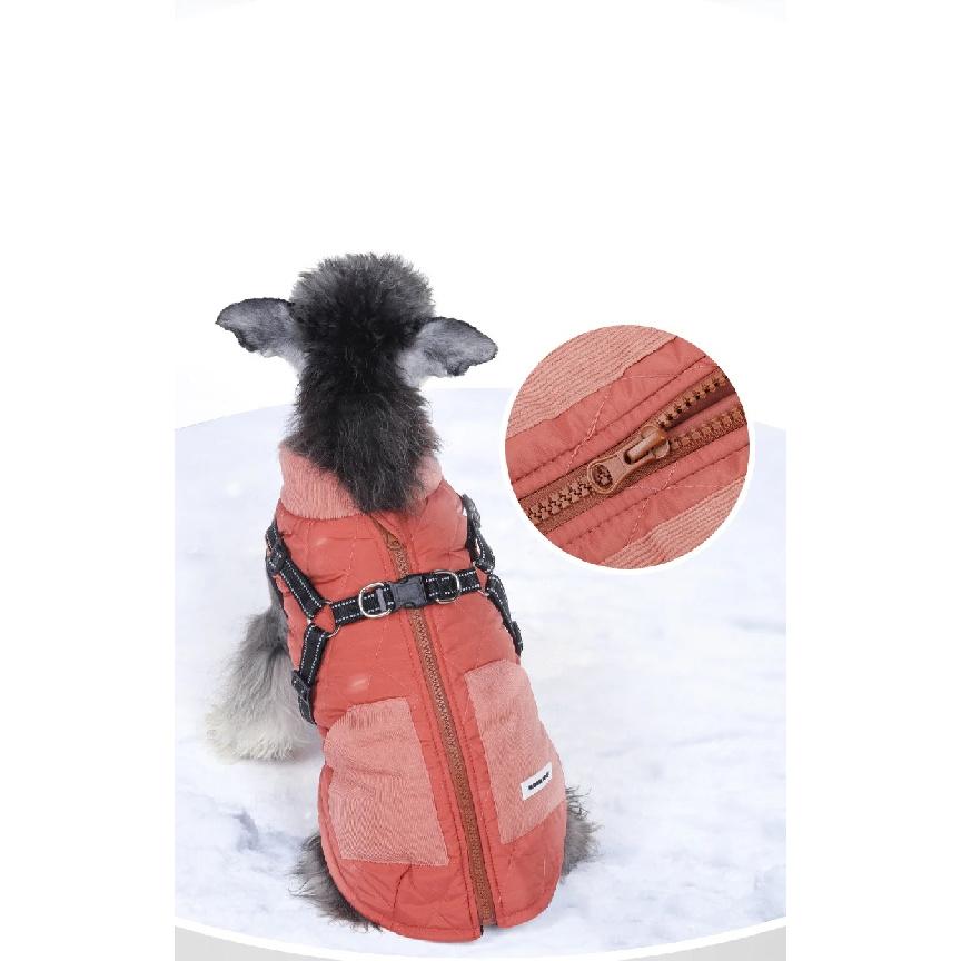 Waterproof Warm Dog Jacket With Harness Winter Dog Clothes French Bulldog Coat Chihuahua Pet Costume for Small Medium Dogs