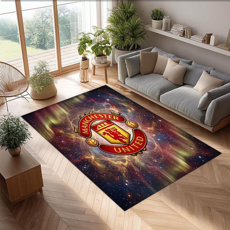 Tappeto in Flanella Stampato Manchester United Antiscivolo Morbido Poliestere Tappeto per Pavimento Tappetino Decorativo per Interni per Camera da Letto Soggiorno Divano