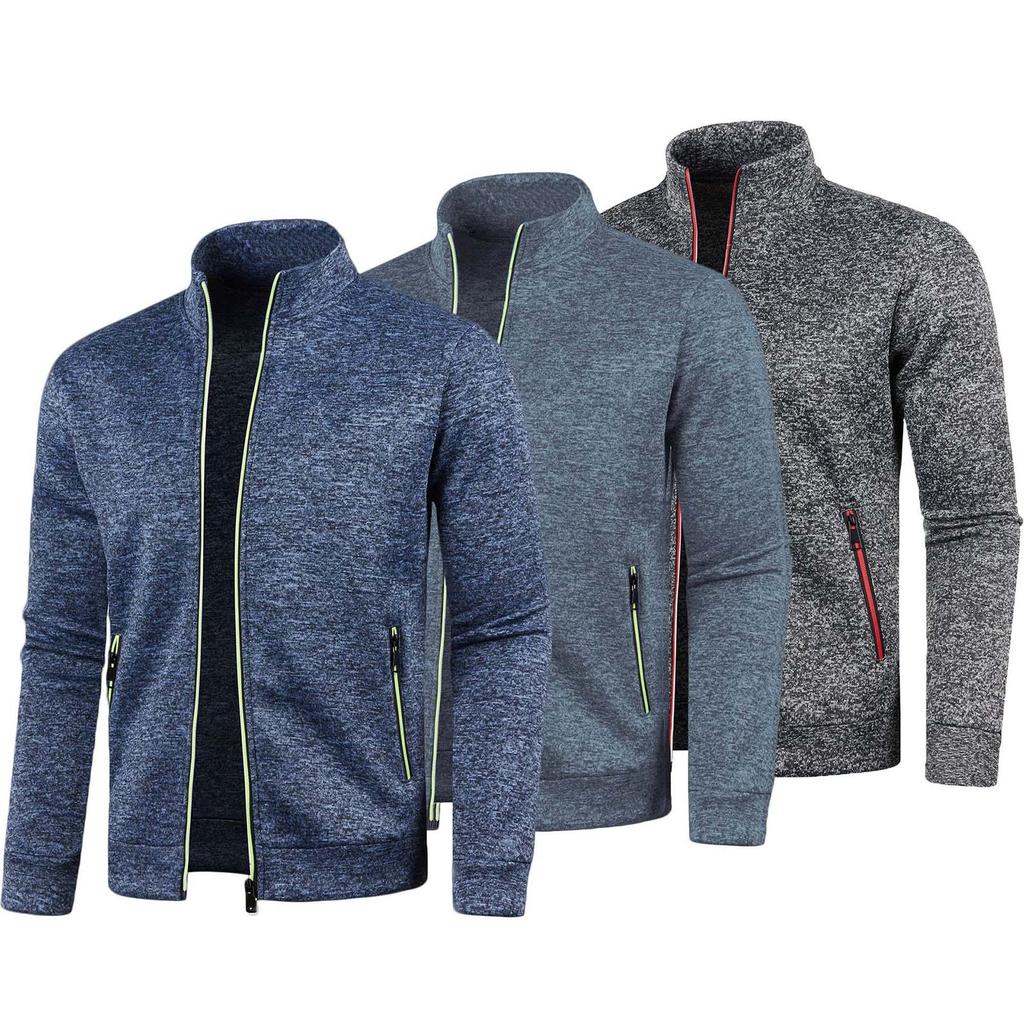 A Zimní Pánský Svetr Pletený na Zip s Dlouhým Rukávem Tenký Sametový Top Bunda Třídílný Oblek