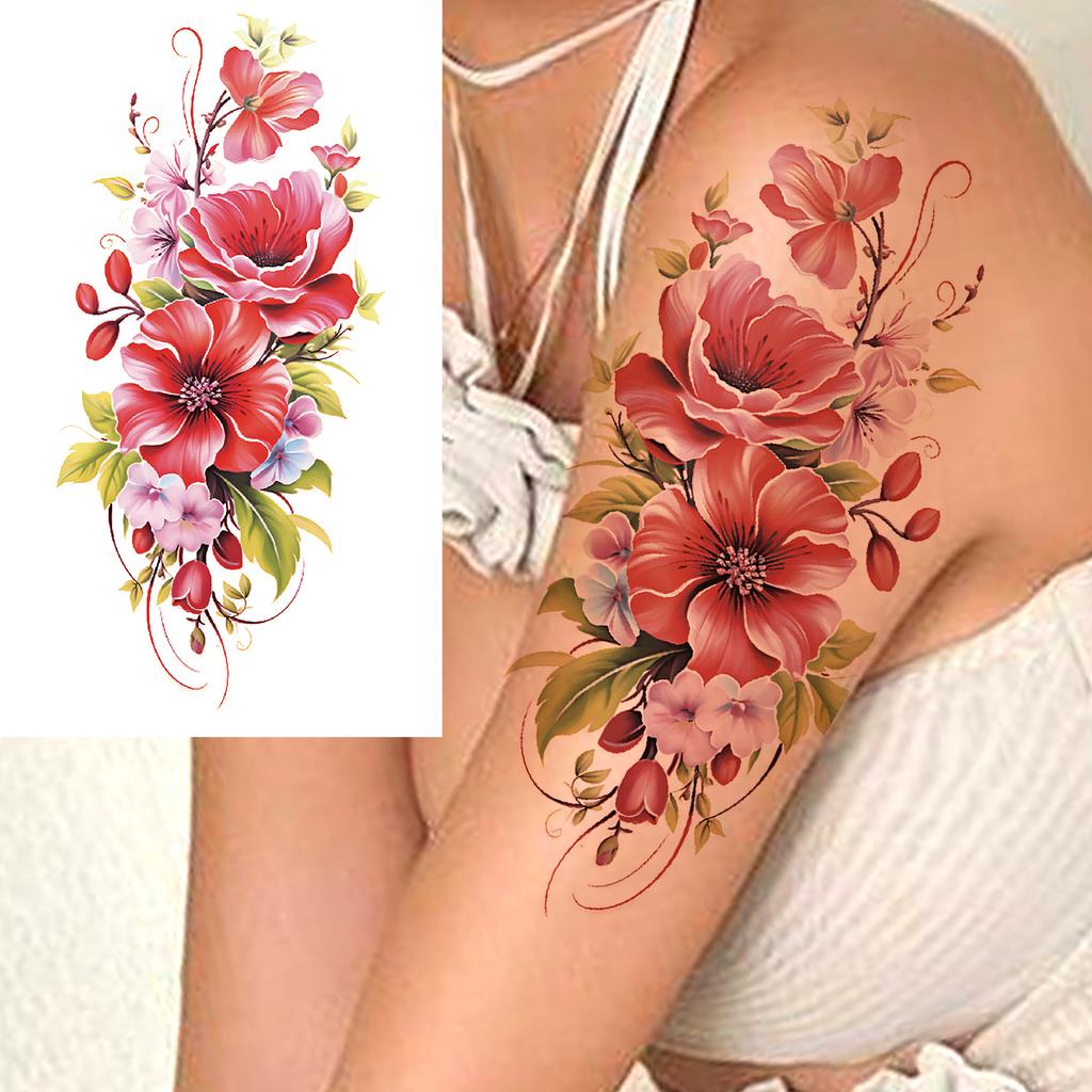 1 Sheet Black Henna Mandala Flower Temporary Tattoos For Women Girls Fake Lace Tattoo Sticker Disposable Decoration Adults Tatoo