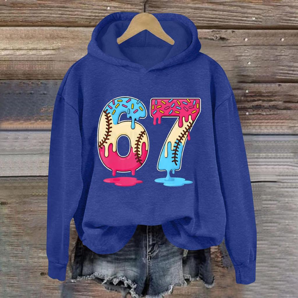 Women's Fashionable Casual Long-Sleeved Printed Hooded Sweatshirt