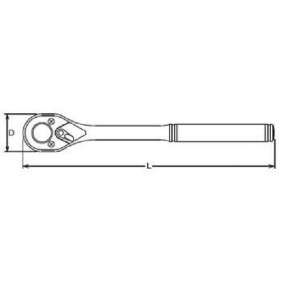 Koken Square Ratchet Handle Overall Length 2753P 1/4" (6.35mm) (Polished Grip), 115mm,