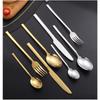 Stainless steel tableware, Knight series set, 24 piece Western style steak knife, fork, spoon set, gift box light luxury