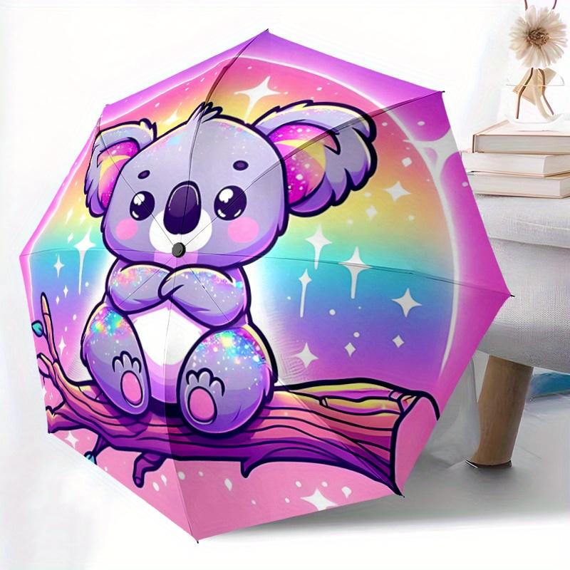 1pc Energetic Koala Durable Cartoon Folding Umbrella, Portable 3-Fold Compact Umbrella for Men and Women, Suitable for Travel or Daily Use.H