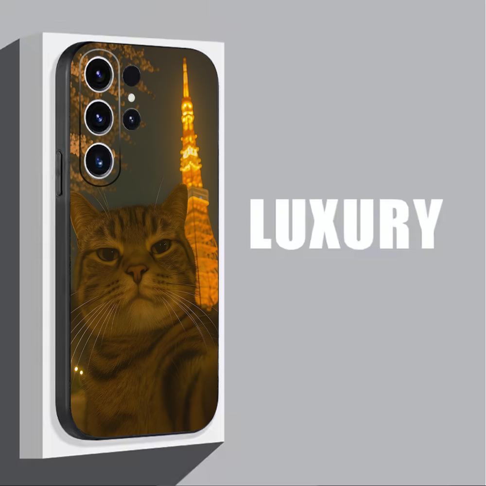 Funny Cat Memes Phone Case For Samsung Galaxy S26 S25 S24 S23 S22 S21 Plus Ultra Note20 Soft Black