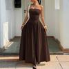Sleeveless Strapless Tube Dress Women's Casual Fashion Slim Fit Elegant Long Maxi Dress with Pleated Skirt Design for Summer