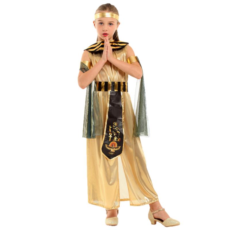 Ancient Egyptian Pharaoh Cosplay Costume, Adult Golden Embroidered Robe, Pyramid Themed Party, Halloween Role-playing Costume
