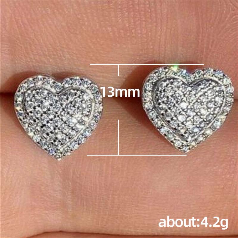 Fashion Ol Micro-Inlaid Zircon Love Women'S Stud Earrings, Wedding Anniversary Gift