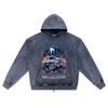 DTG Print Knitted Denim Zip-Up Hoodie Lowrider Nation Brother Print Zipper Hoodies  