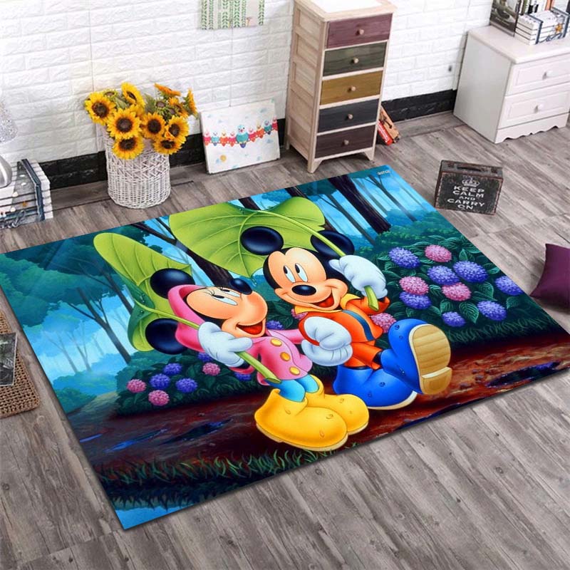 1PC Disney Minnie Mickey Mouse Print Carpet for Living Room Bedroom Kid's Room Home Decor Non-slip Mat Area Rug Luxury Gift