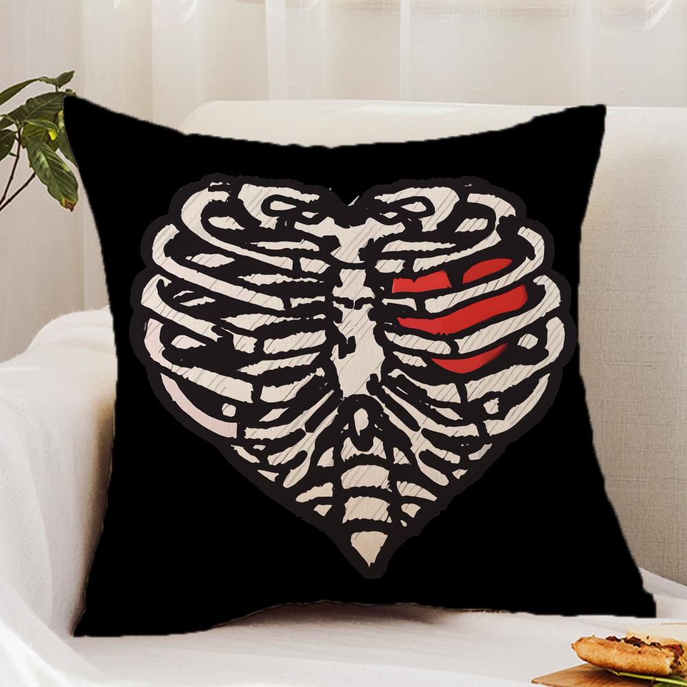 Cool S-Skull Heart Cushion Cover Premium Comfort Reversible Pillow Cover - Dual - Use Design for Home & Car