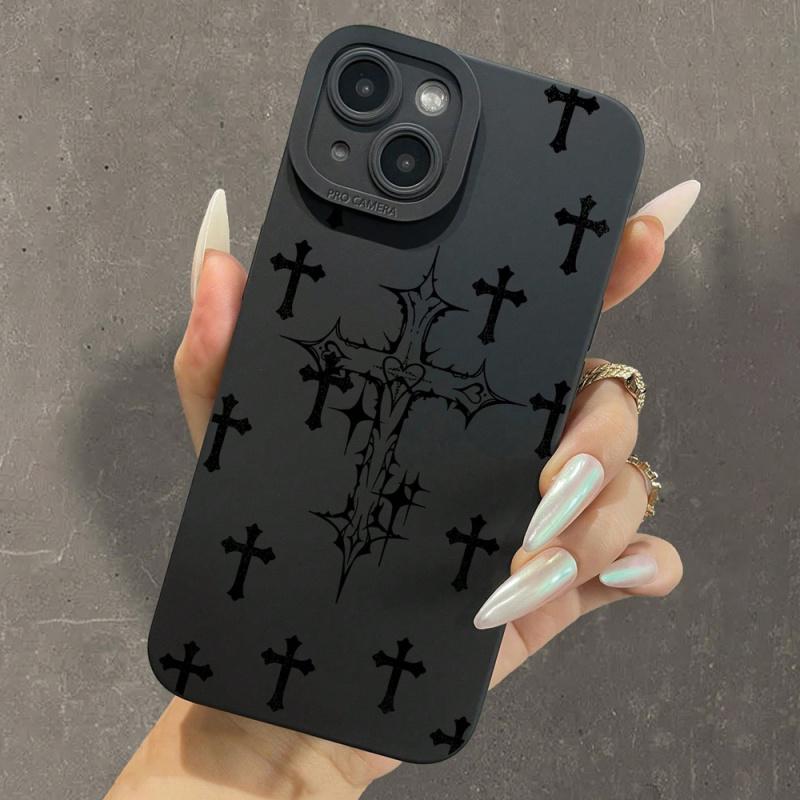 Black Crosses Graphic Phone Case for iPhone 15 14 13 12 11 X XR Xs SE2 SE 8 7 Plus Pro Max Mini Silicone Back Cover
