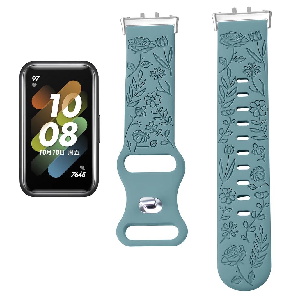 Prints Design Strap for Samsung Galaxy Fit 3 Watch Band Silicone Engraving Bracelet for Samsung Galaxy Fit 3 Floral Wristband