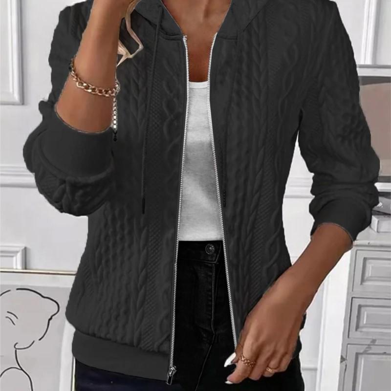 Wome's Jackets Coats Autumn And Winter New Fashion Long Sleeve Knit Zipper Hoodie White Coat Tops Elegant Women Casual Clothing