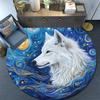 White Wolf Round Area Rug,Carpet Rug for Living Room Bedroom Sofa Playroom Decor,Non-slip Floor Mat