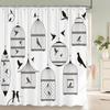 Nordic Minimalist Art Printing Shower Curtain, Waterproof Fabric Flower And Leaf Bird Pattern Bathroom Curtain For Bathtub Decor