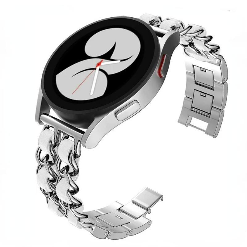 22mm 20mm Leather+Metal Strap for Samsung Galaxy Watch 7 6 5 4 40mm 44mm Replaceable Bracelet for Huawei Watch GT6/5/4 46mm Band
