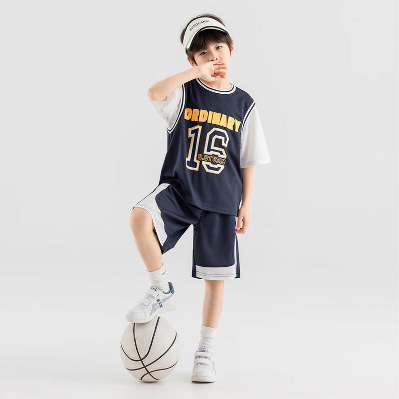 Duoduojia Boys' Summer Mesh Faux Two-Piece Basketball Set