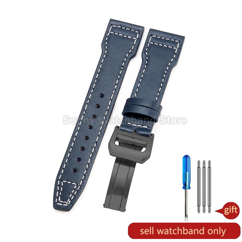 Coffee Black 20 21 22mm for IWC Portofino Le Petit Prince Portugieser Cowhide Watch Band Special Interface Needle Buckle Durable