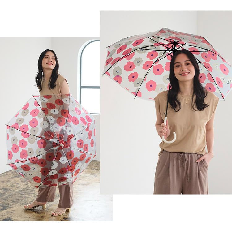 Umbrella Pioni Red Long Umbrella 60cm Windproof Jump Umbrella Large Durable Transparent Scandinavian Stylish Cute Shiny Commuting To School Wpc.