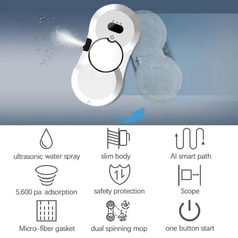 Smart Water Spray Window Cleaner, Fully Automatic Household Glass Cleaning Tool, Wet and Dry Dual-use, Ultra-thin Glass Cleaner.