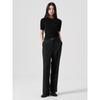 Wool Blend Long Straight Slacks Black