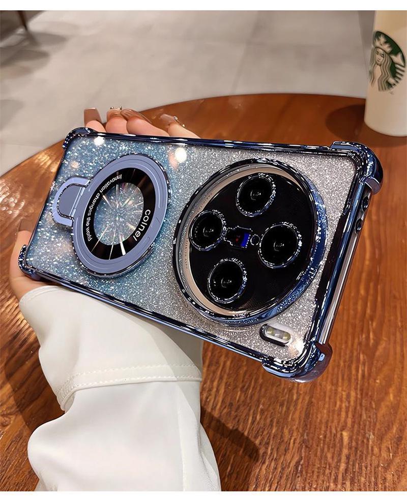 Honor 600 Lite/X8D/X9D/X7C Handyhülle: Galvanisierter Glitzer mit 400SMART Magnetischer Halterung