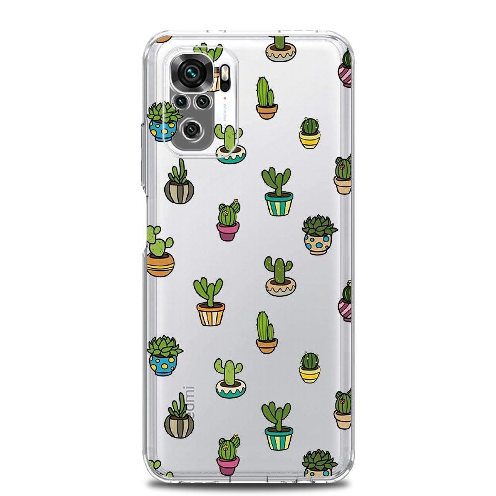 Cute Green Cactus Botany New Square Clear Phone Case For Xiaomi Redmi Note 12 11 9S 9 8 10 Pro+ 7 8T 9C 9A 8A K40 Gaming Cover