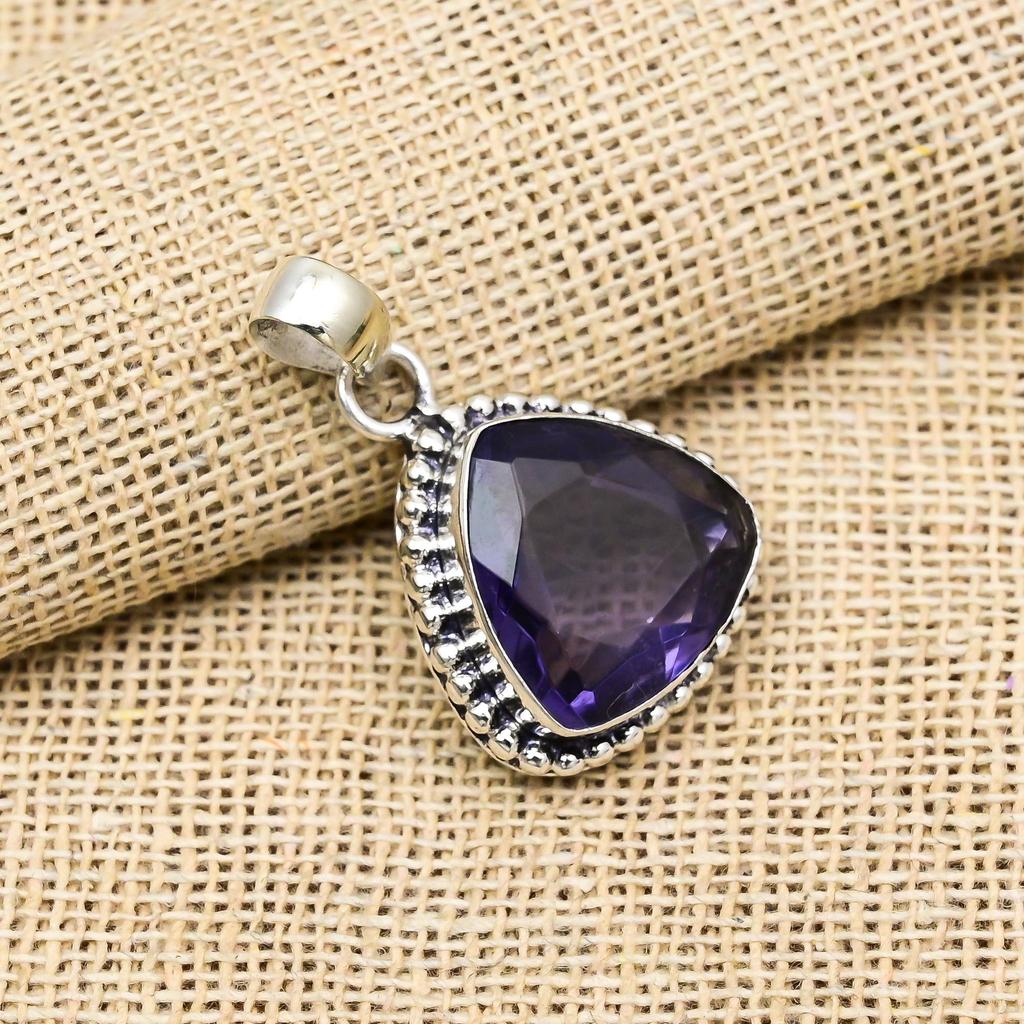 Amethyst Gemstone Handmade 925 Sterling Silver Adorable Pendant For Wedding Gift
