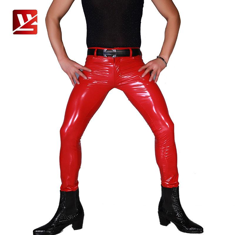 Sexy Latex Glänzend Bühne Tanz Bleistifthose U Konvexe Tasche Mode Hose Hohe Elastizität Leggings PVC Kunstleder Eng Übergröße