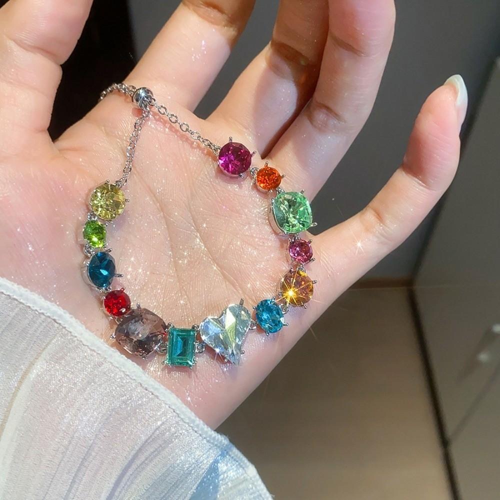 Jewelry Accessories Colorful Rhinestone Bangle Square Round Women's Hand Bracelet  Friends