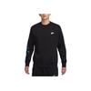Nike Club Fleece Logo Embroidered Crew Neck Pullover Men Sweatshirt Black FB7476-011