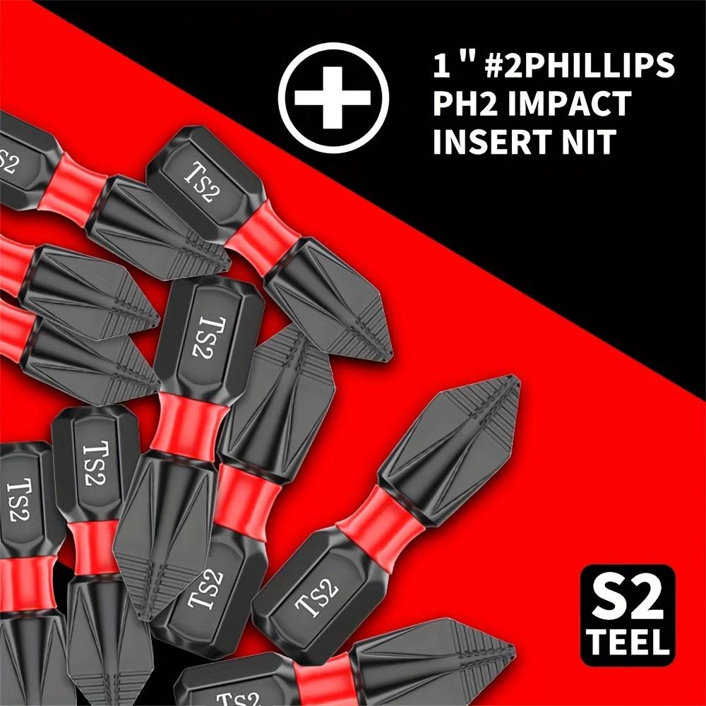 20 Stück Schlagfeste Magnetische Schraubendreherbits - Kurze Kreuzschlitz-Bits Hohe Härte für Elektro-/Handwerkzeuge CR-V Stahl Rutschfest