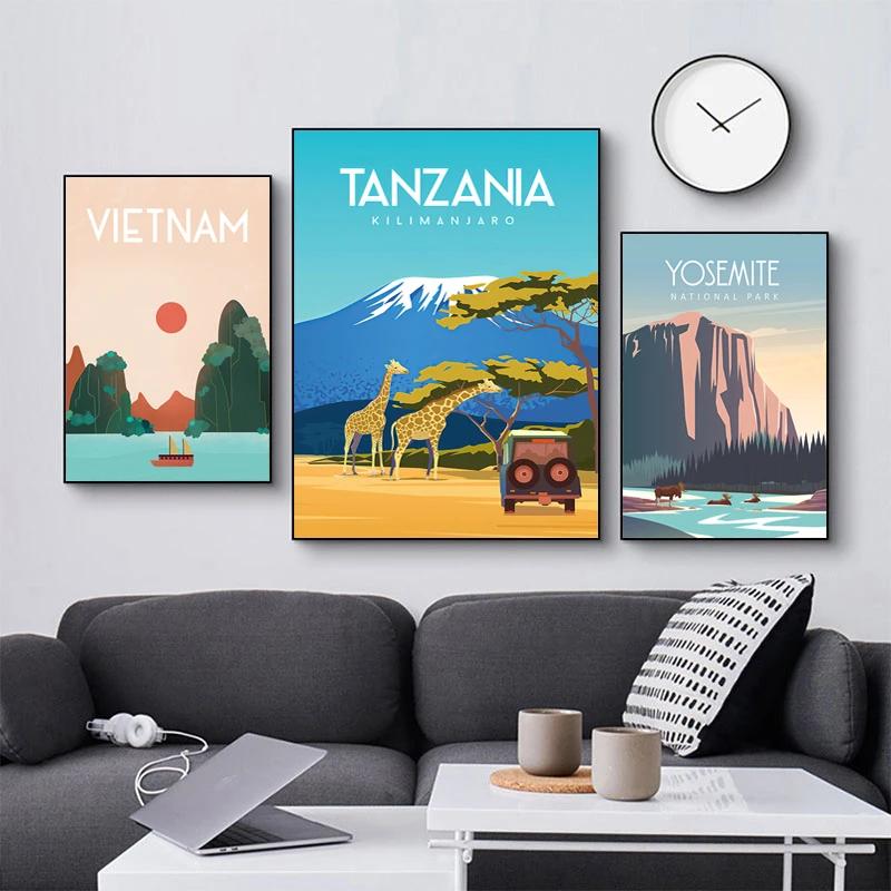 Morocco Landscape Poster Paris New York City Travel Canvas Painting Modern Wall Art Modular Print Pictures Aisle Home Decoration