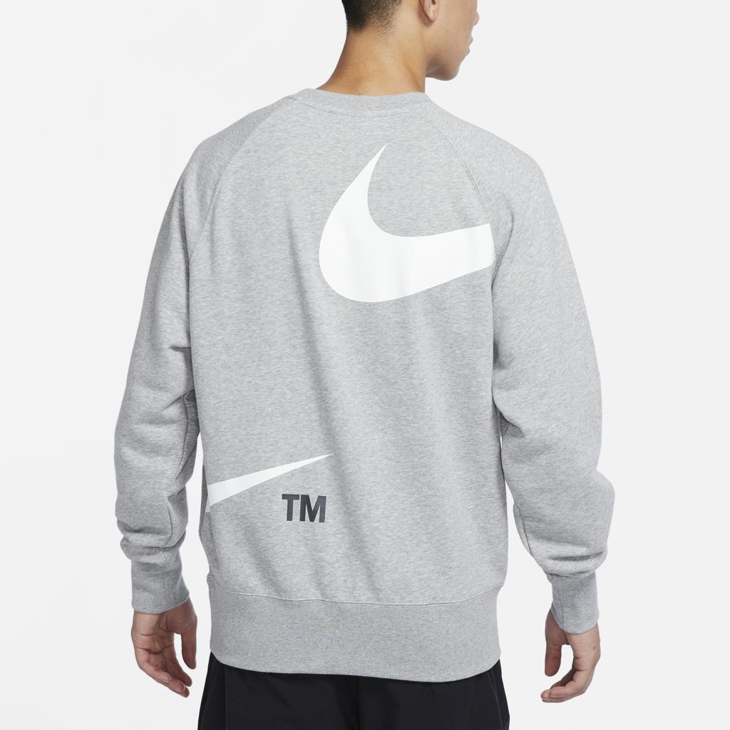 Nike Swoosh Large Logo Print Knit Pullover Sweatshirt Men Tops Grey DD6097-063